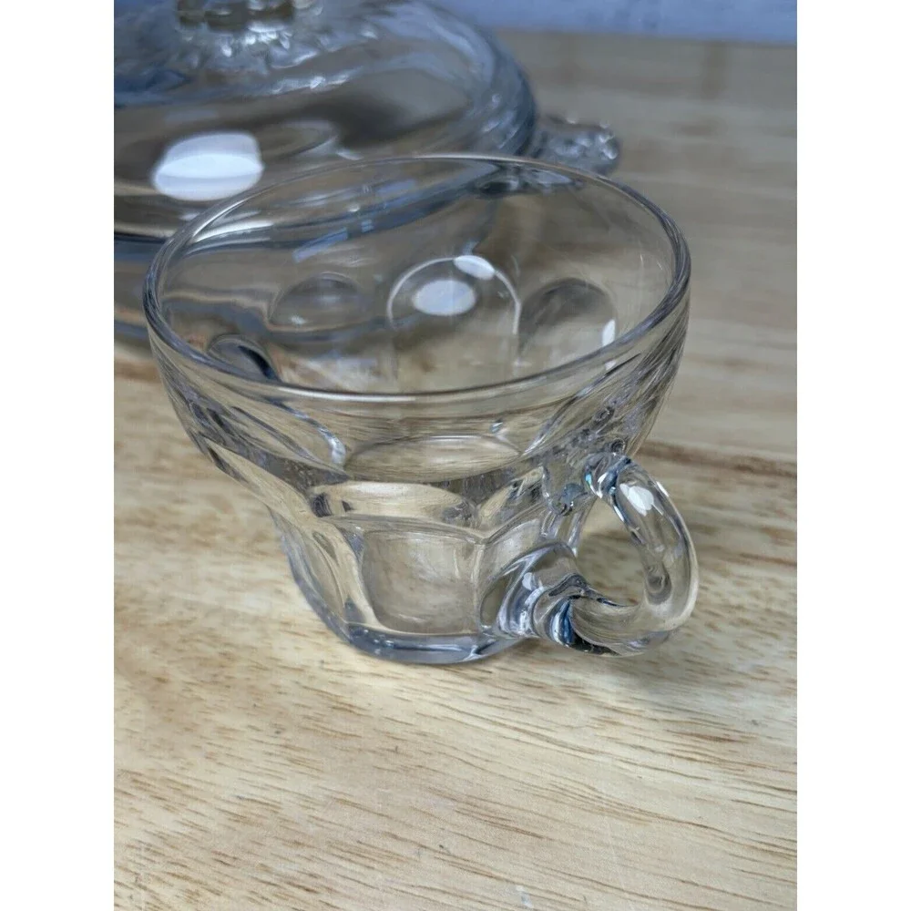 Heisey Glass Plantation Pineapple Round Covered Butter Dish + Punch Cup Vintage